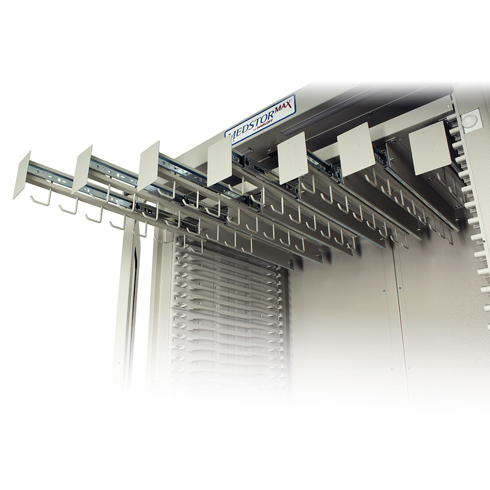 Wide medical storage catheter slide shelf for double column MedStor Max