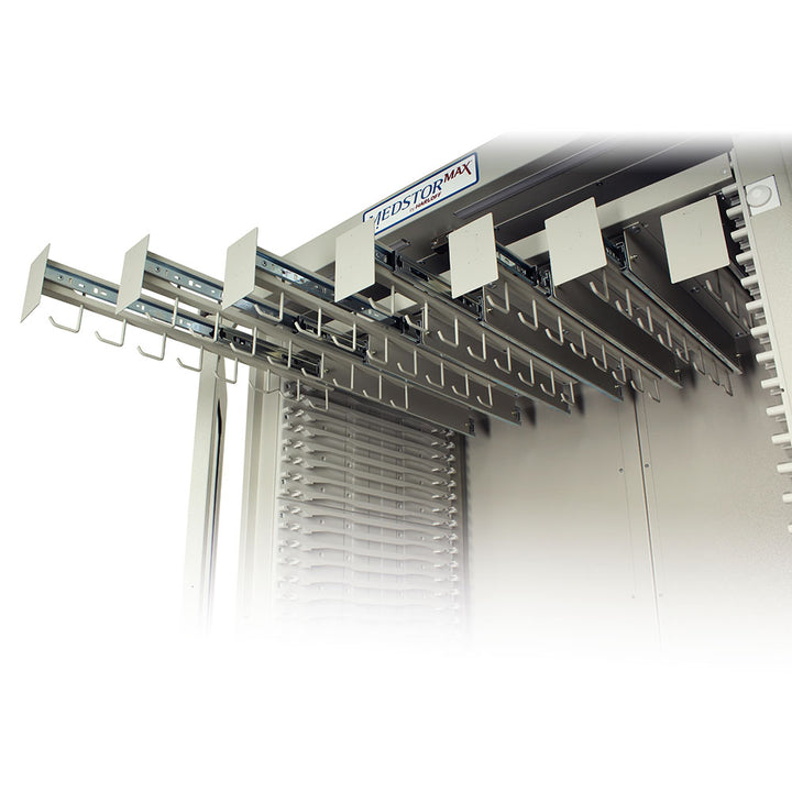 Wide medical storage catheter slide shelf for double column MedStor Max
