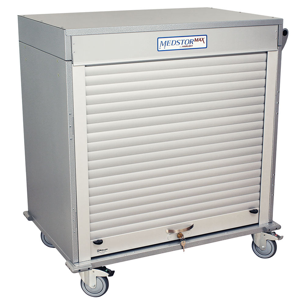 Closed half-height double column medical cabinet with tambour door