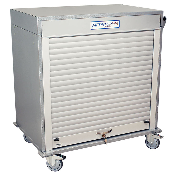 Closed half-height double column medical cabinet with tambour door
