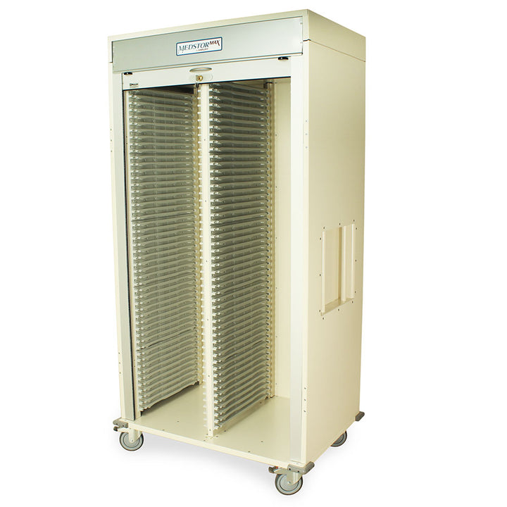 Double Column Medical Storage Cart, Tambour Door, Key Lock