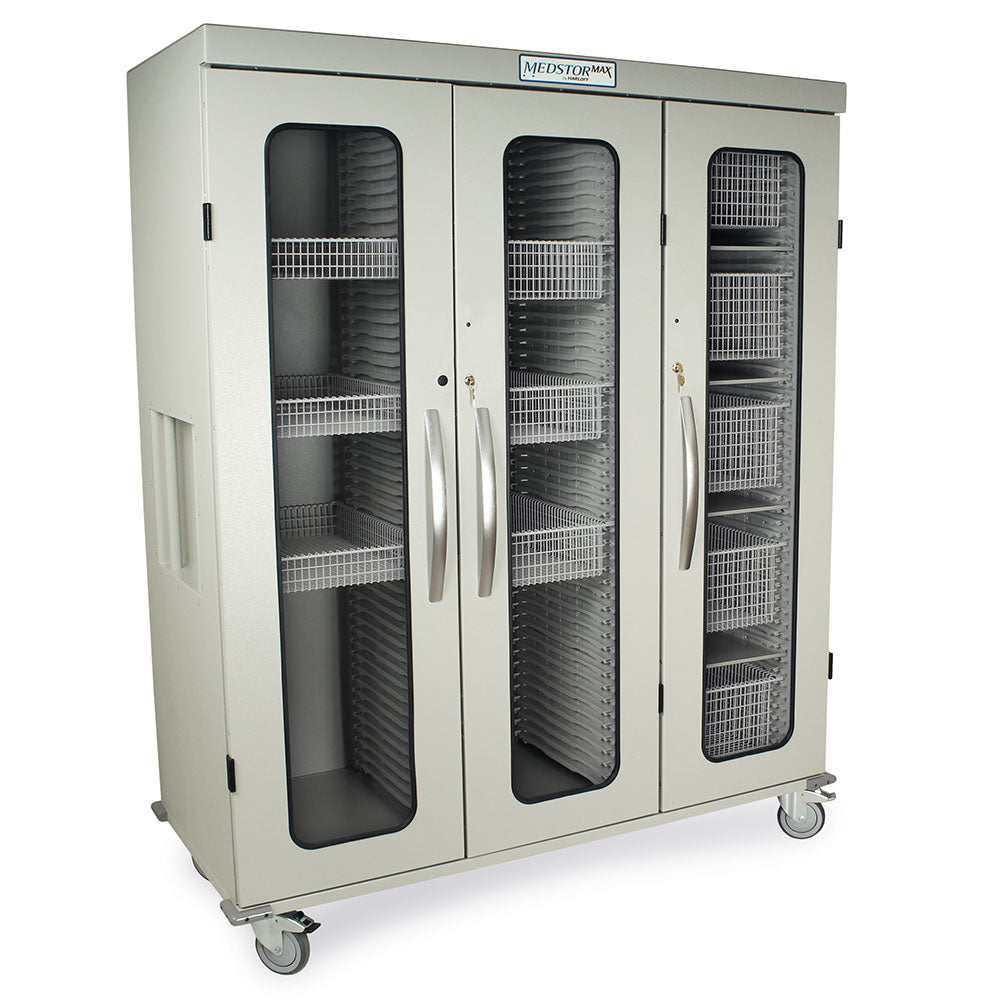 Triple column medical grade cabinet – right side closed view