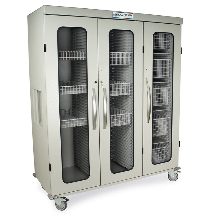 Triple column medical grade cabinet – right side closed view