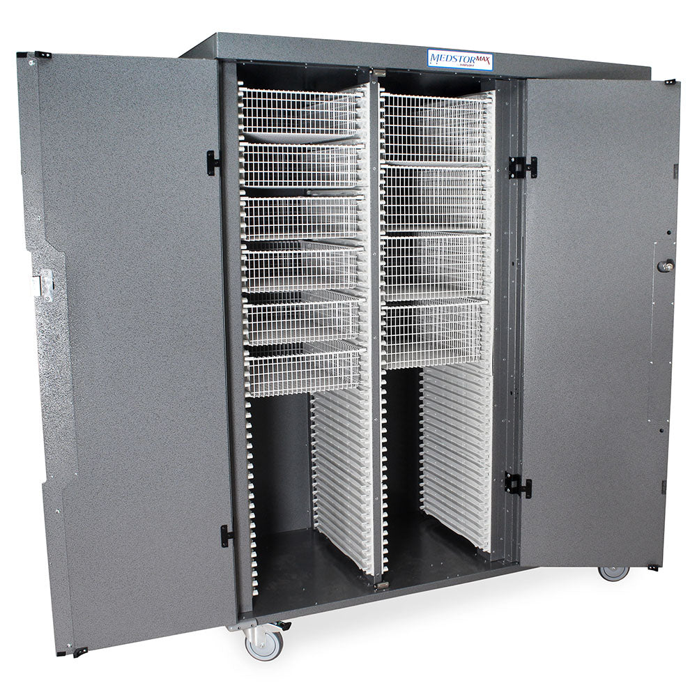 Triple Column Solid Door Medical Cabinet, solid front view with heavy-duty construction