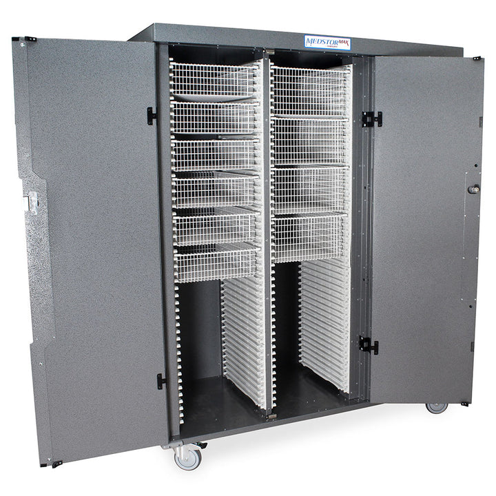 Triple Column Solid Door Medical Cabinet, solid front view with heavy-duty construction