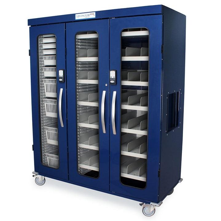 Navy Triple Column Medical Supply Cabinet with Electronic Lock