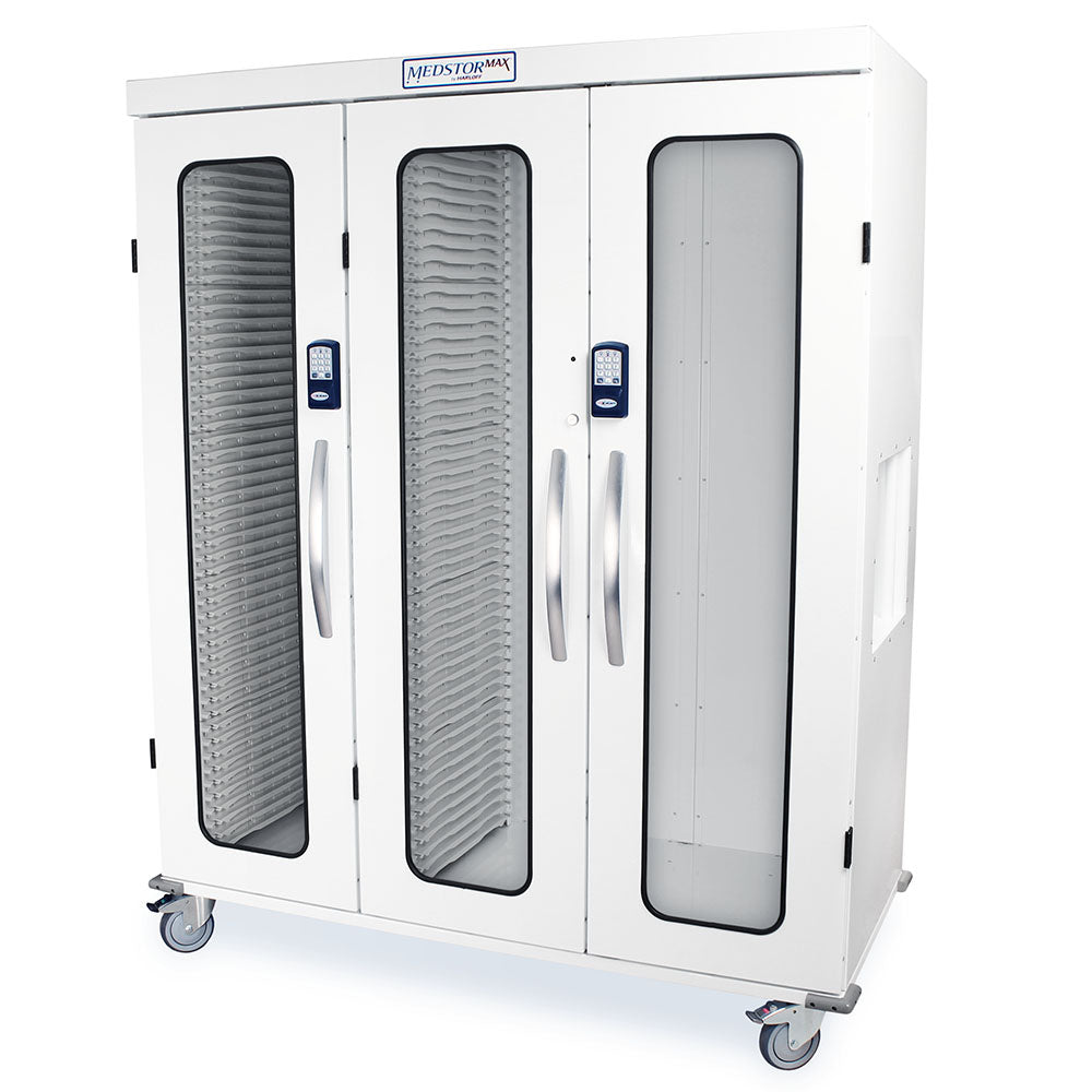 Triple Column Medical Cabinet with Glass Doors - Side View