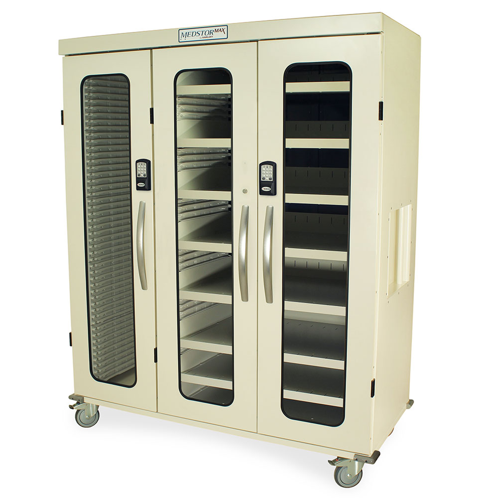 Triple Column Medical Cabinet with Glass Doors - Closed View