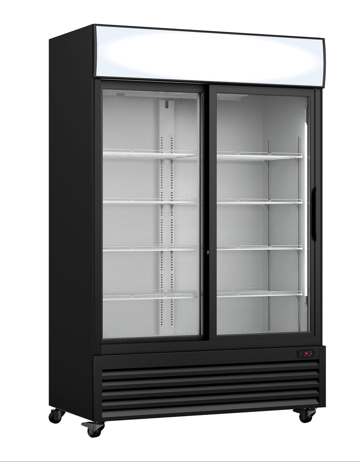 NAR-D47S-A general purpose lab grade refrigerator dual sliding glass door front view