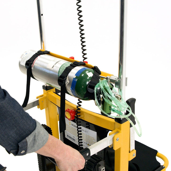 C tank oxygen holder mounted on Genesis and Genesis ECO stairlift handlebar