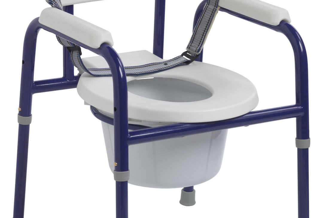 Blue Pinniped commode with non-skid rubber feet