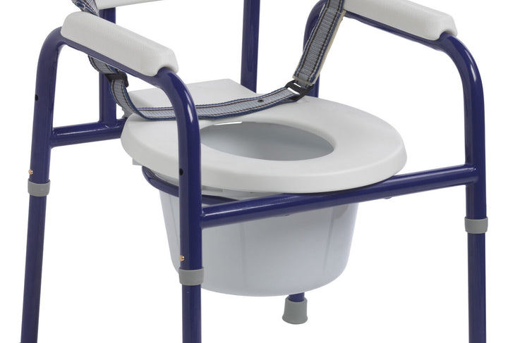 Blue Pinniped commode with non-skid rubber feet