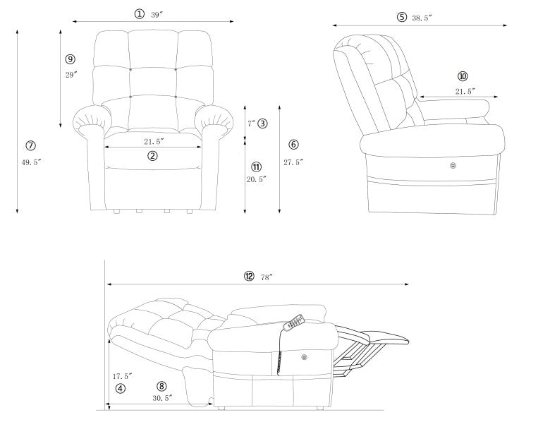 Perfect Sleep Chair size and dimension chart