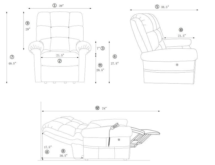 Perfect Sleep Chair size and dimension chart