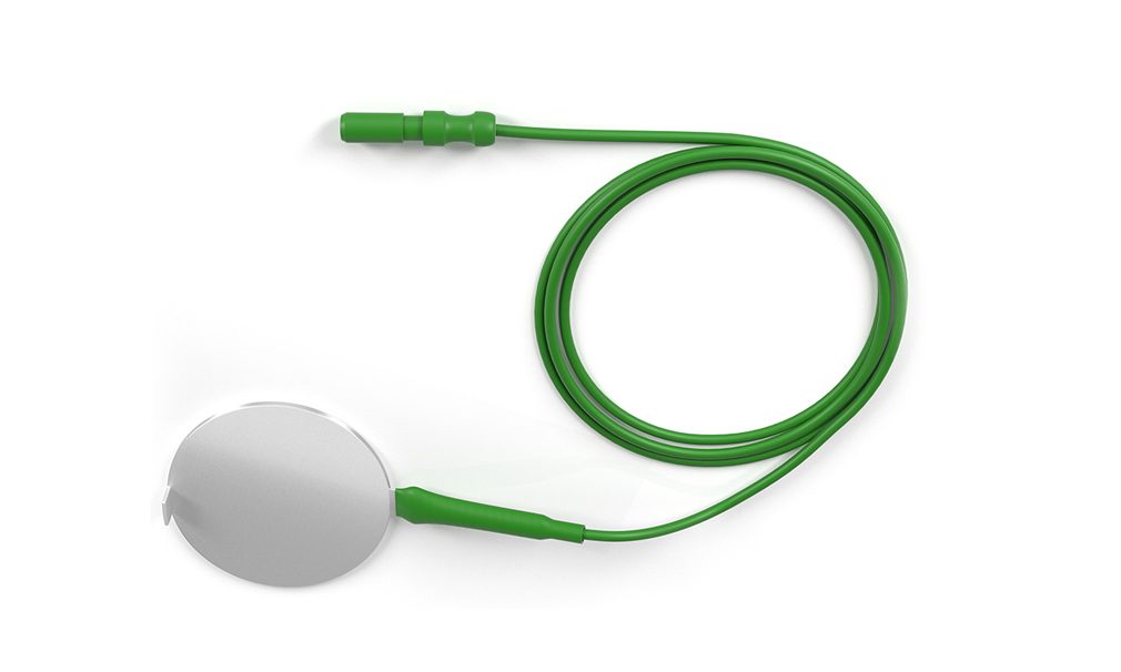 Rhythmlink reusable ground disc electrode with touch proof connector