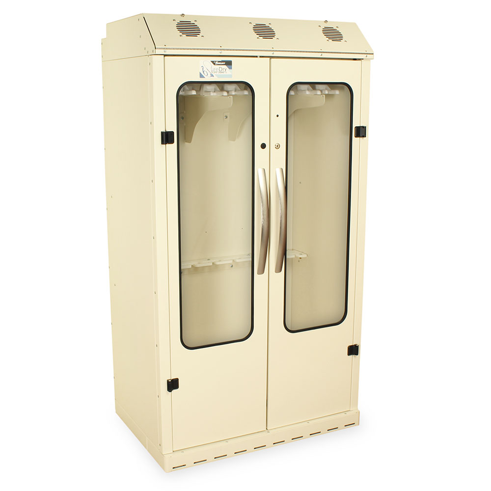 Side angle of ENT scope drying cabinet showing powder-coated finish