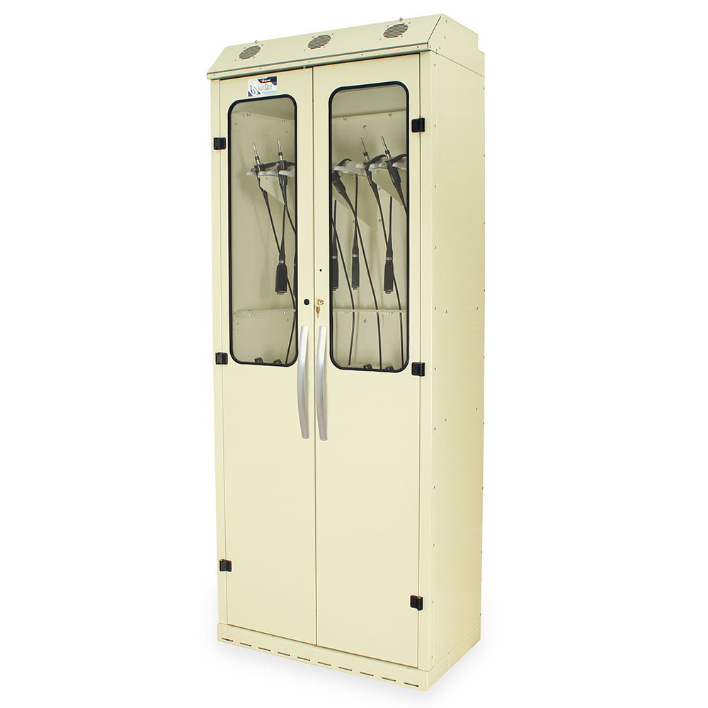 SureDry Cystoscope Cabinet in beige color, front closed view