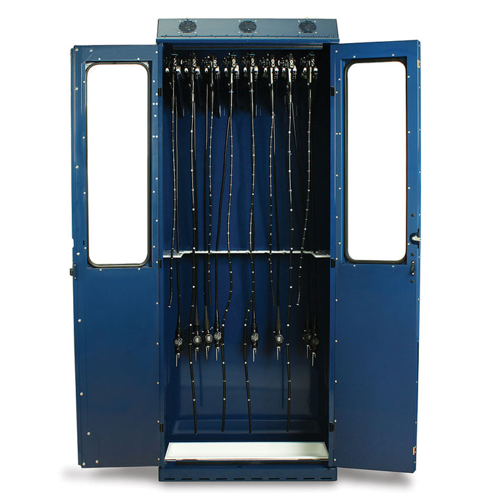 SureDry 14?Scope Drying Cabinet open with scopes in navy finish