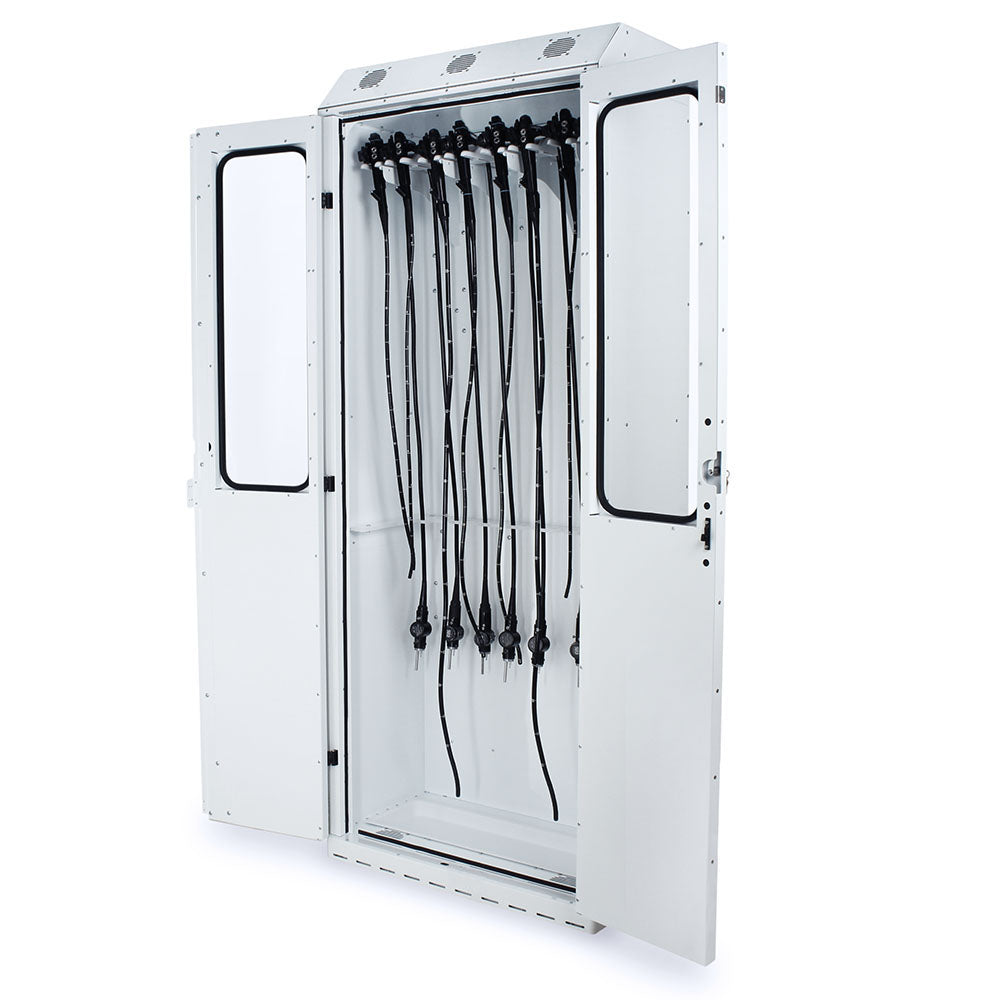 SureDry 14?Scope Drying Cabinet open with scopes in white finish