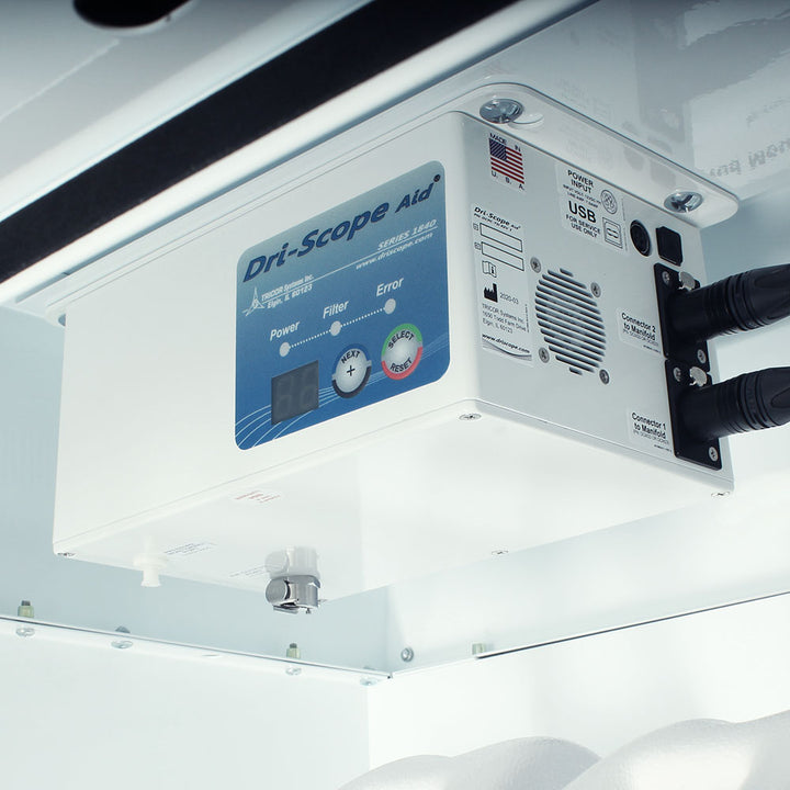 Closeup of Dri-Scope Aid® filter system inside SureDry cabinet