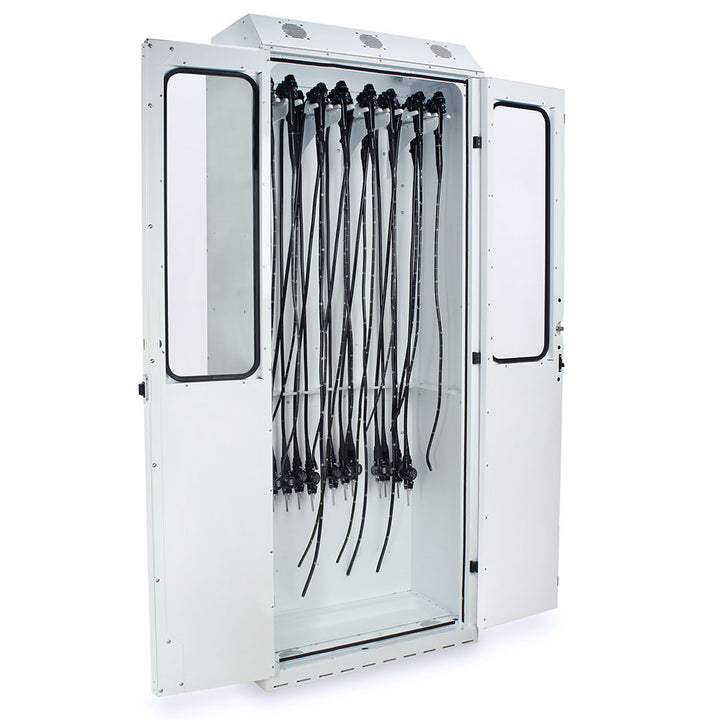 SureDry 14?Scope Drying Cabinet with E?Lock open with mounted scopes in white finish