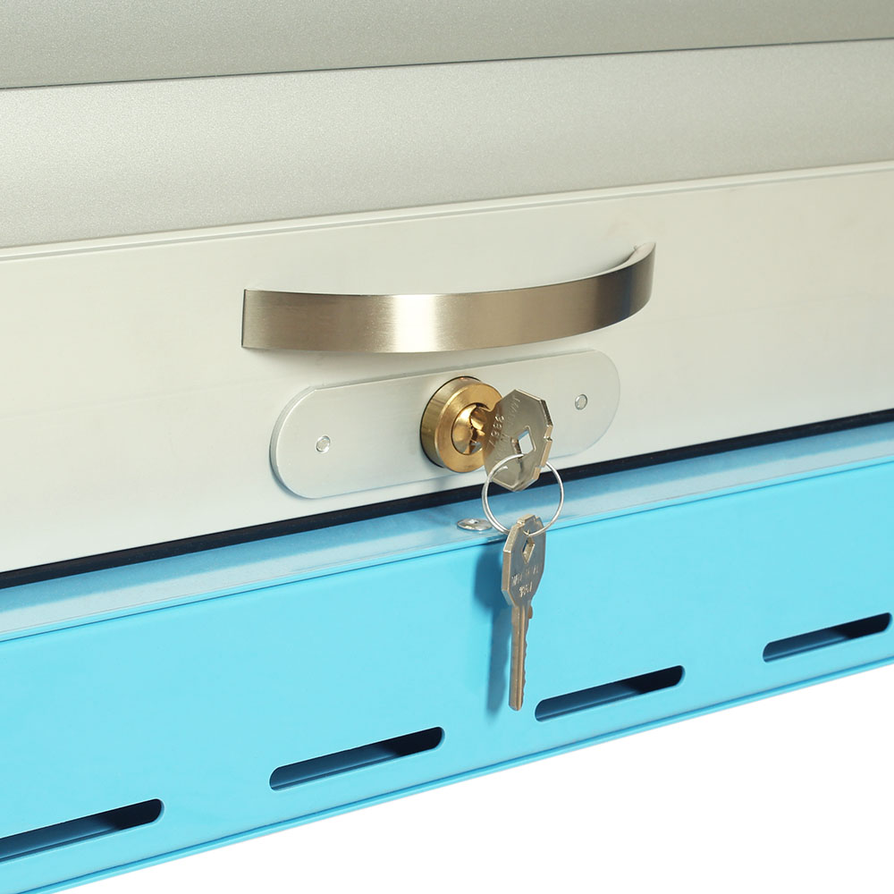 Endoscope hanger with key lock shown inside SureDry cabinet