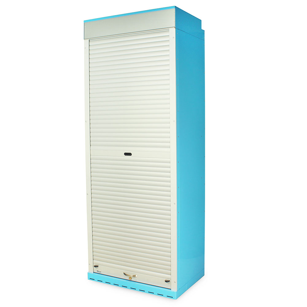 Front view of SureDry cabinet with tambour door closed