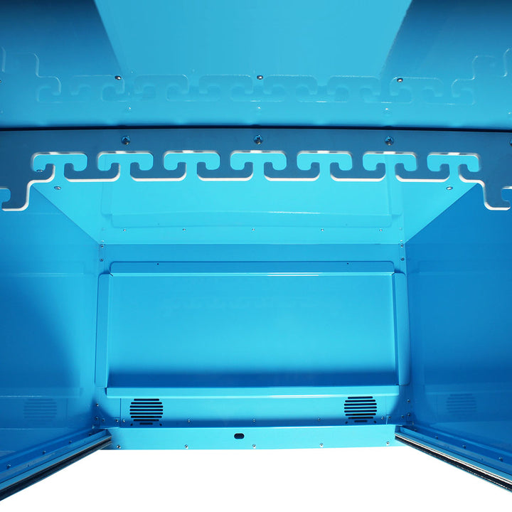 Close-up of SureDry cabinet drip tray for easy cleaning
