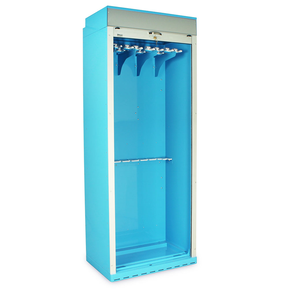 Right-angle view of SureDry tambour door cabinet with scopes