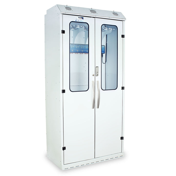 SureDry High Volume 16?Scope Cabinet with Dri?Scope Aid® and E?Lock, closed in white finish