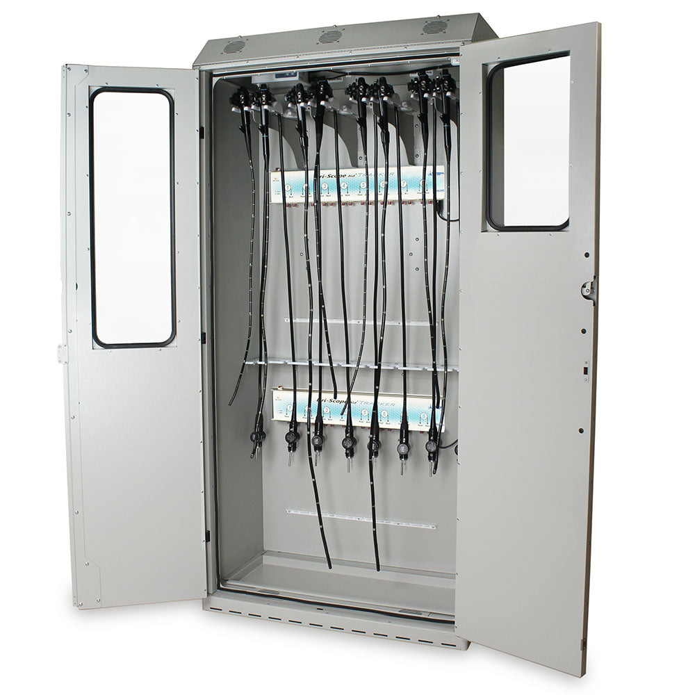 SureDry Smart Scope Cabinet loaded with scopes – high capacity drying system