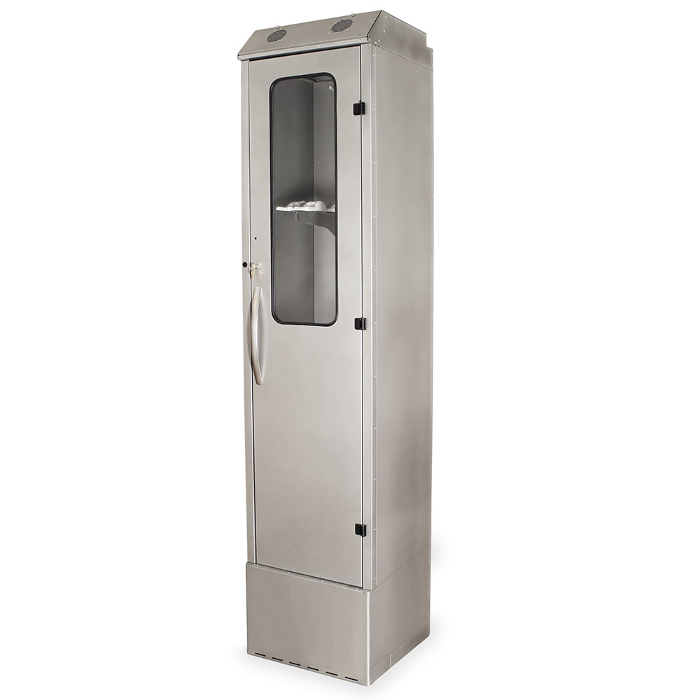 SureDry 6-Scope Enteroscopy Drying Cabinet – Quarter left view in brushed silver