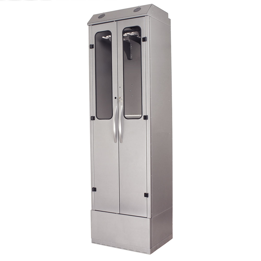 SureDry Flexible Enteroscope Cabinet – Brushed silver cabinet quarter left view