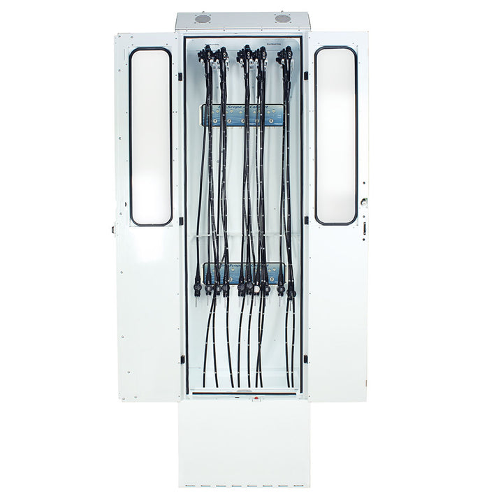 SureDry Enteroscope Cabinet – White cabinet front open with scopes inside