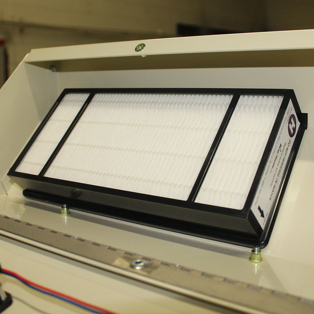 HEPA replacement filter installed inside scope cabinet