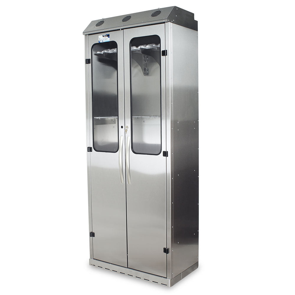 SureDry 16-Scope Bronchoscopy Cabinet, stainless steel, closed front view