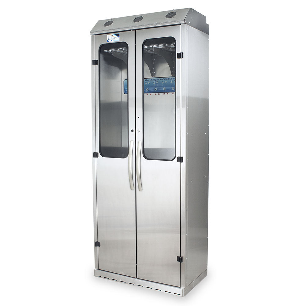 Stainless SureDry 14-scope cabinet with Dri-Scope Aid angled view