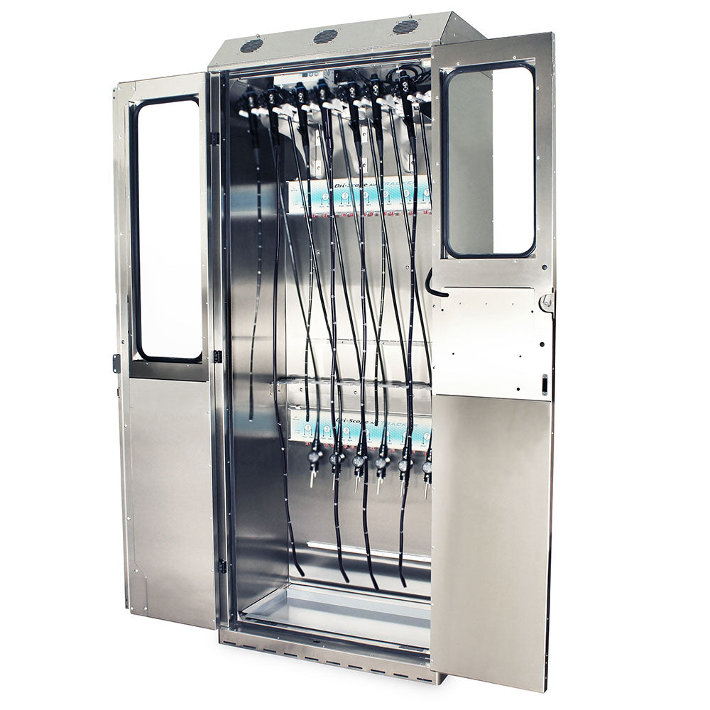 SureDry Stainless Cabinet with mounted endoscopes in drying chamber