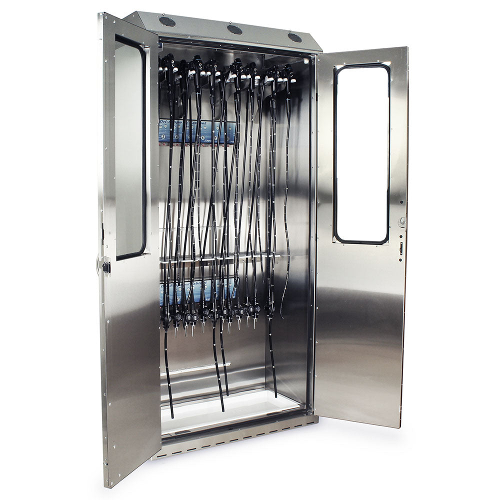 SureDry Stainless High Volume 16?Scope Cabinet side view open with scopes