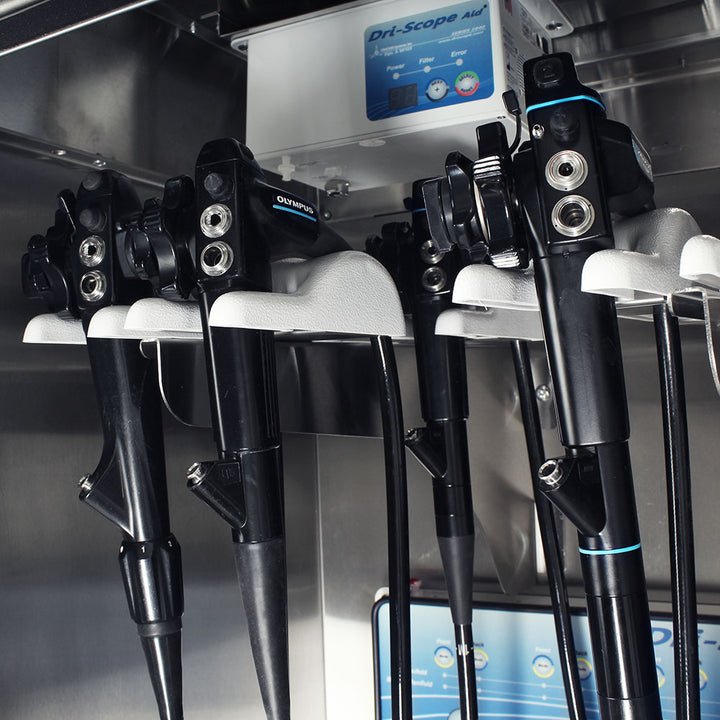 Close?up of scope connectors inside SureDry Stainless Cabinet