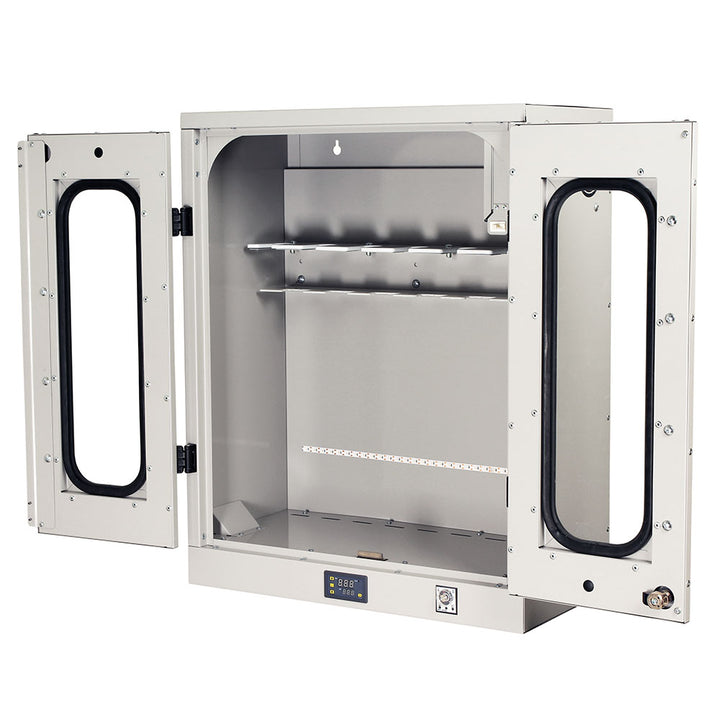 Wide-angle view of wall-mounted scope cabinet with UV LED upgrade