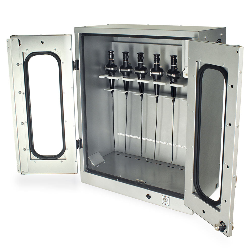 ENT scope drying cabinet wall mounted with glass doors closed