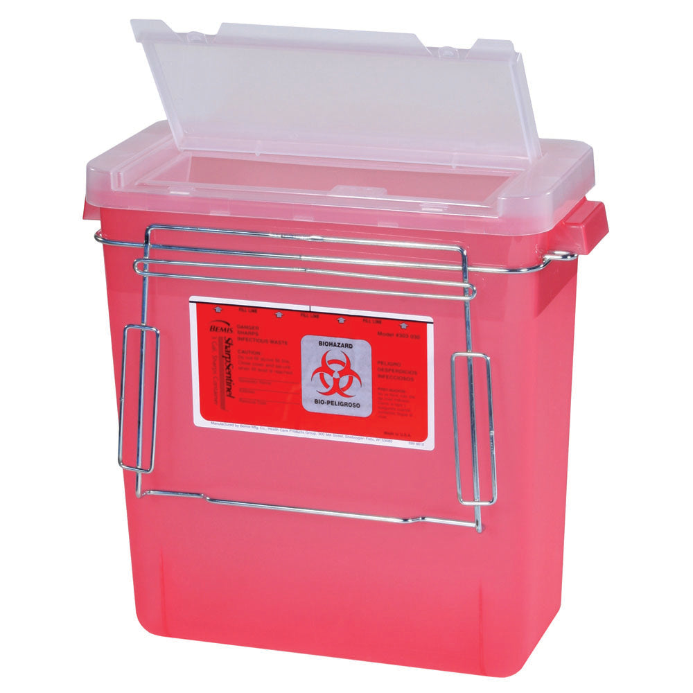 Three Gallon Sharps Container for M-Series or A-Series Carts, front view