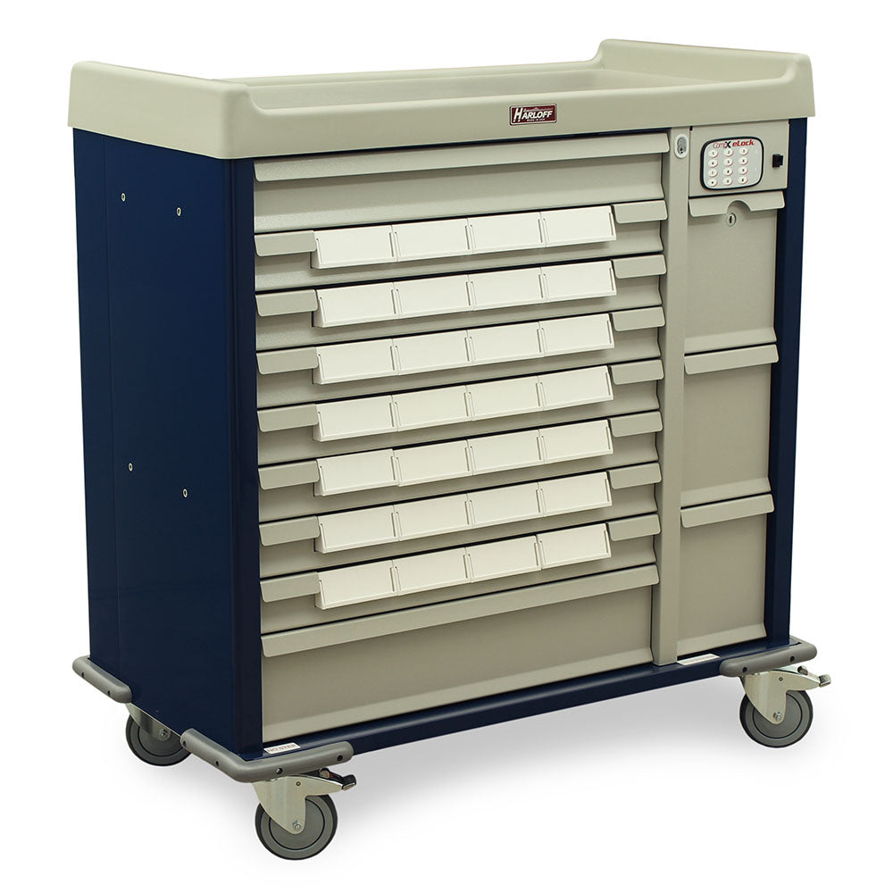 SL28BIN5-EKC Med-Bin cart with electronic keypad lock and 28 medication bins