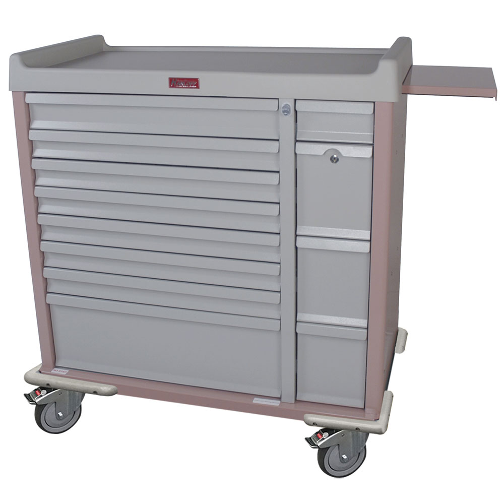Harloff SL294BOX Dual Column Unit Dose Medication Cart, steel cabinet, aluminum drawers, front view