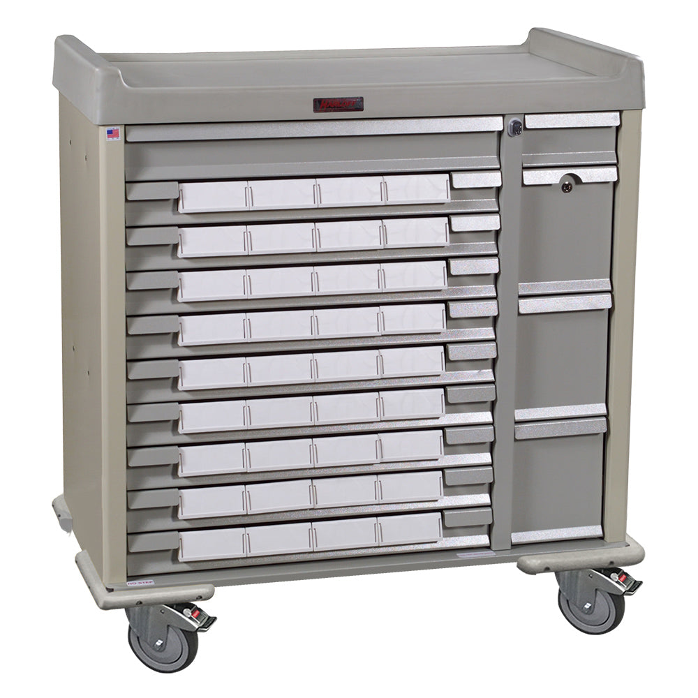Harloff Standard Line Med Bin Cart with 36 Five-Inch Bins, Key Lock