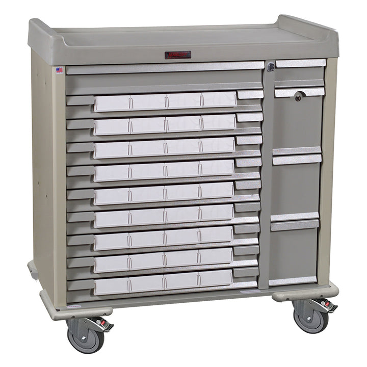 Harloff Standard Line Med Bin Cart with 36 Five-Inch Bins, Key Lock