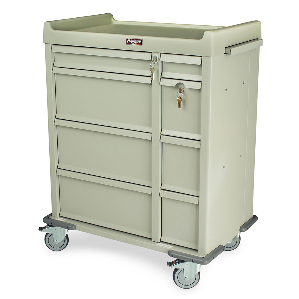 Assisted living medication cart with 600 punch card capacity and key lock