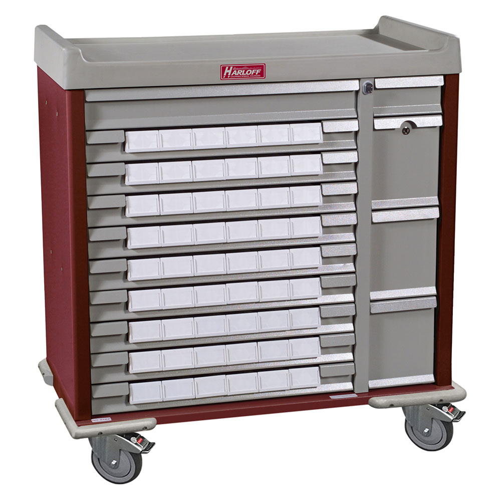 Standard Line Med Bin Cart with 54 medication bins and key locking system