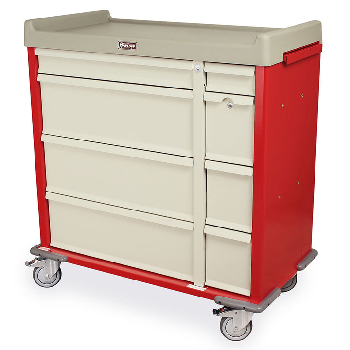 Red punch card medication cart SL600PC front left view